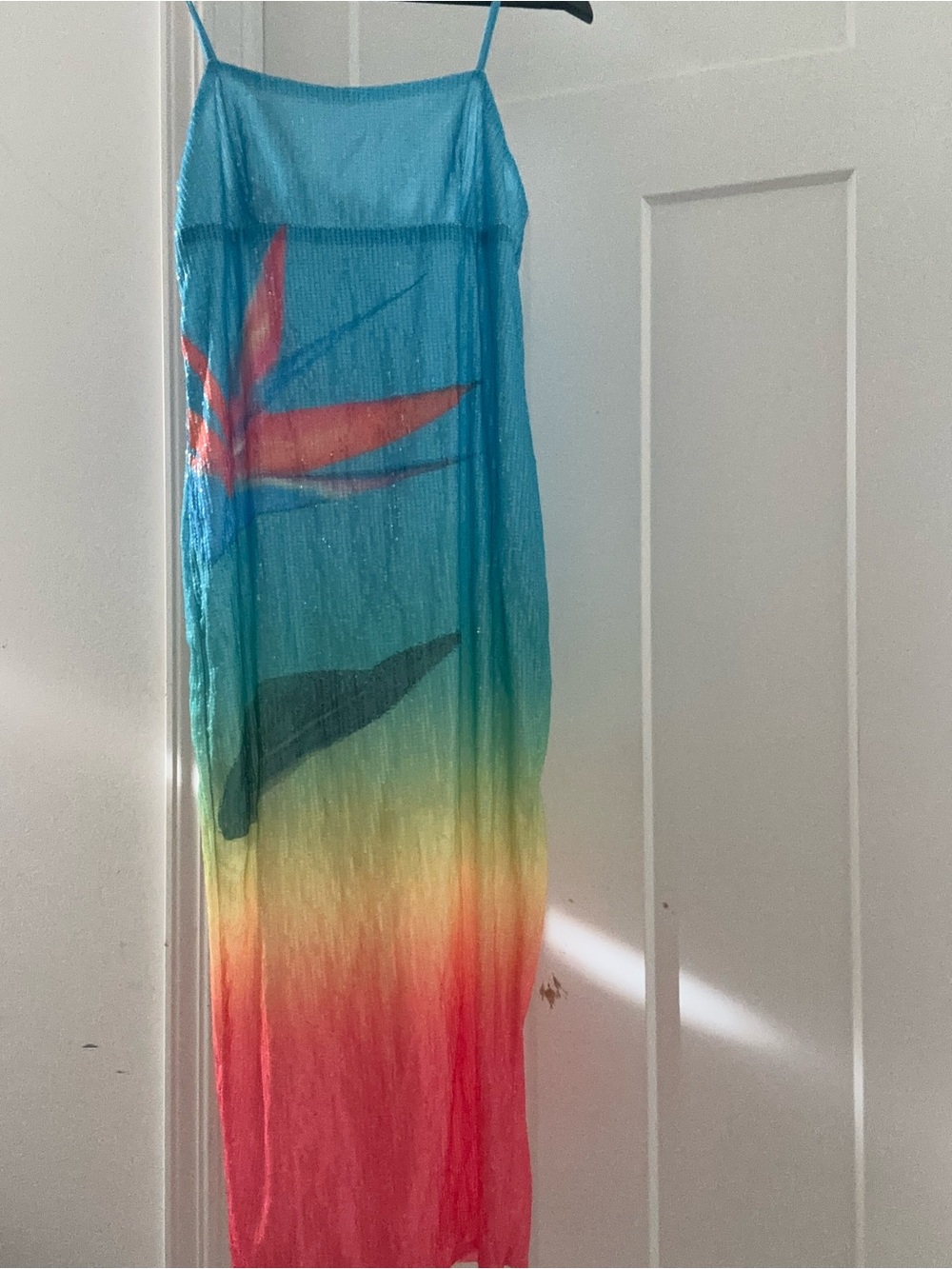 Birds of Paradis Ombre Maxi Dress with Tropical Print